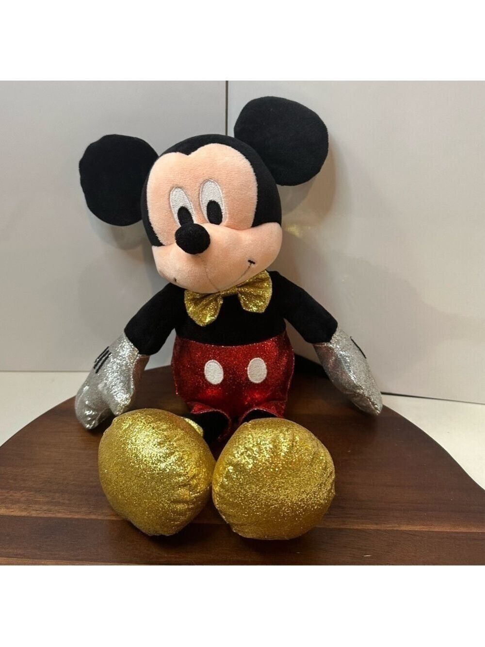 Ty Sparkle Disney Mickey Mouse Plush Metallic Gold Silver Red Shorts 12 Inch